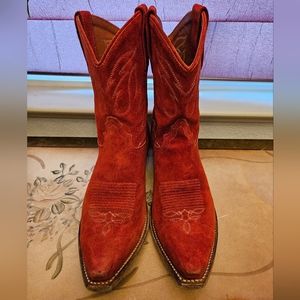 Dan Post Red Suede Snip Toe Western Bootie